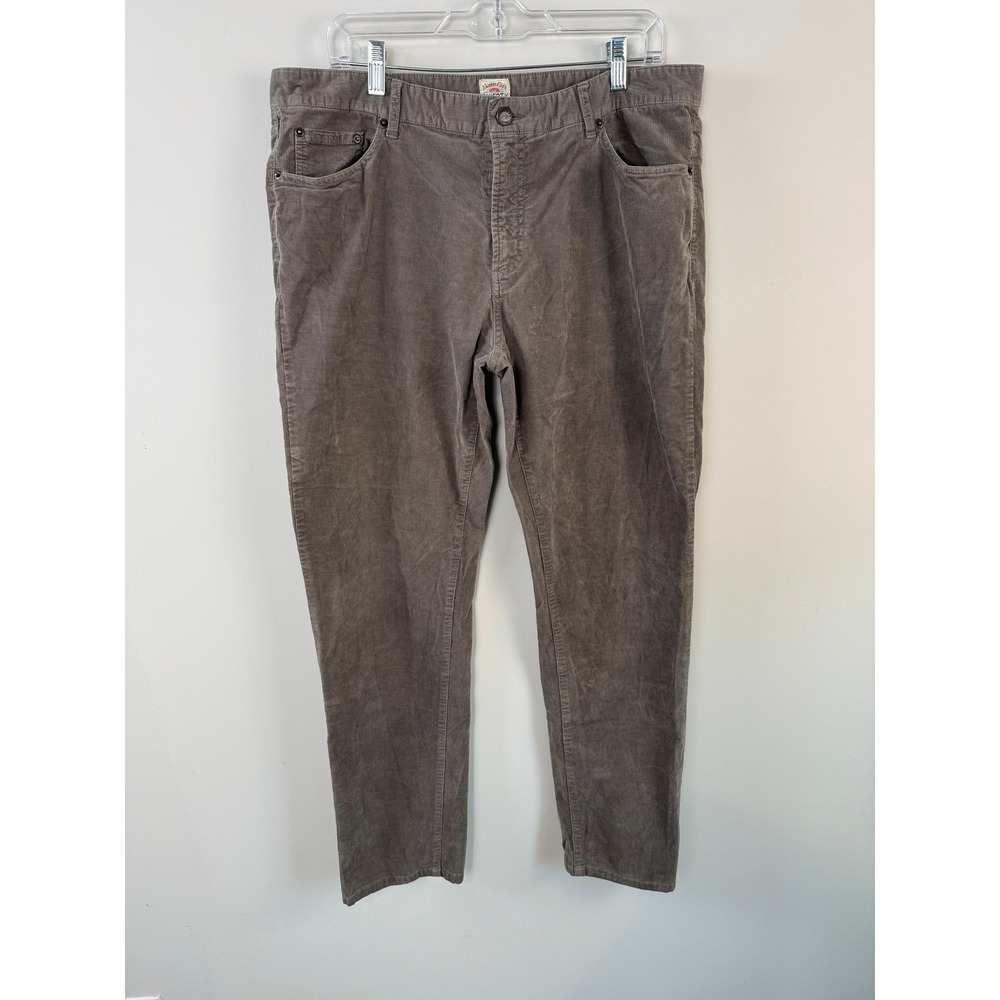 Faherty Men's Size 36W Gray Taupe Corduroy Pants Slim Straight Fine Wale
